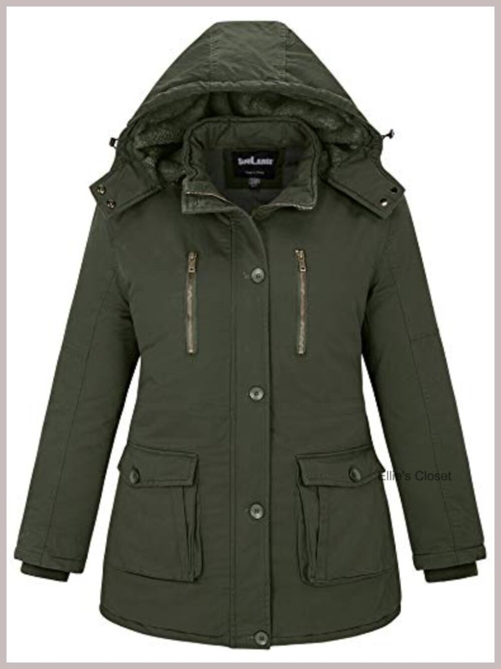 Women's Plus Size Winter Cotton Coat With Hood - Fleece Lined Warm Jacket